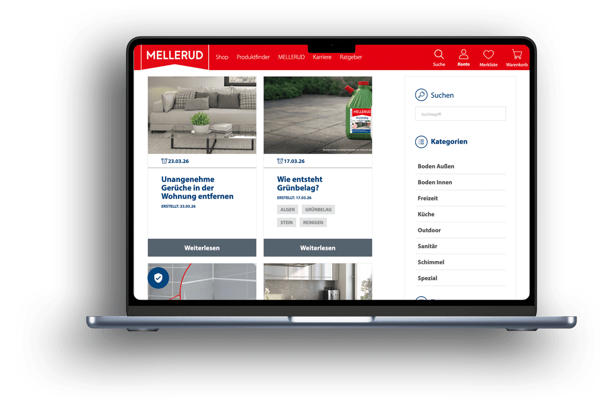 Mellerud Blog auf Laptop