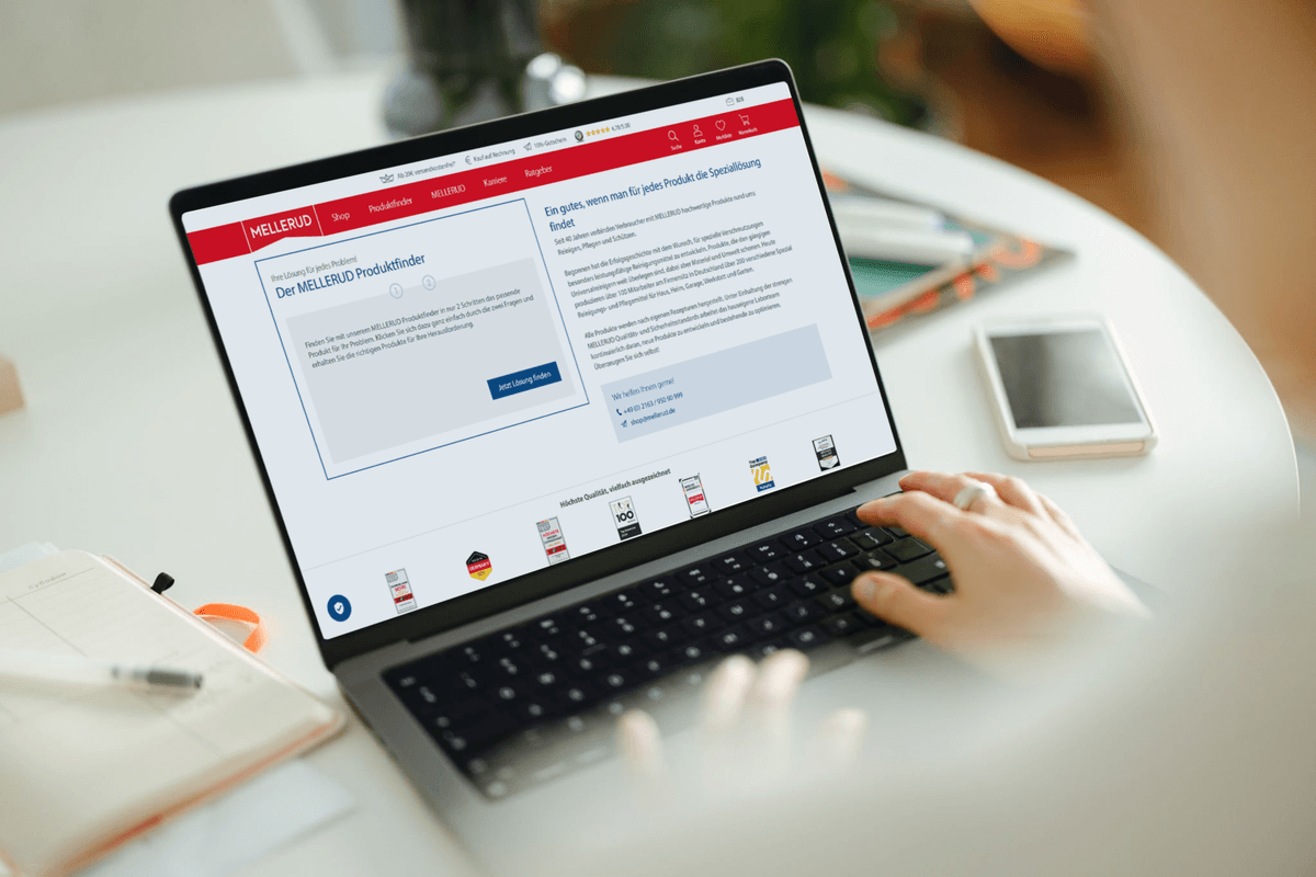 Mellerud Onlineshop auf MacBook