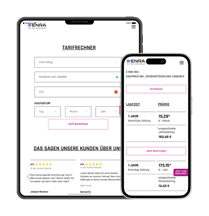 ENRA Tarifrechner Mockup