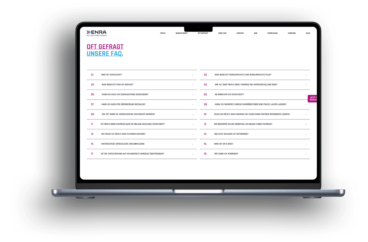 ENRA FAQ Seite