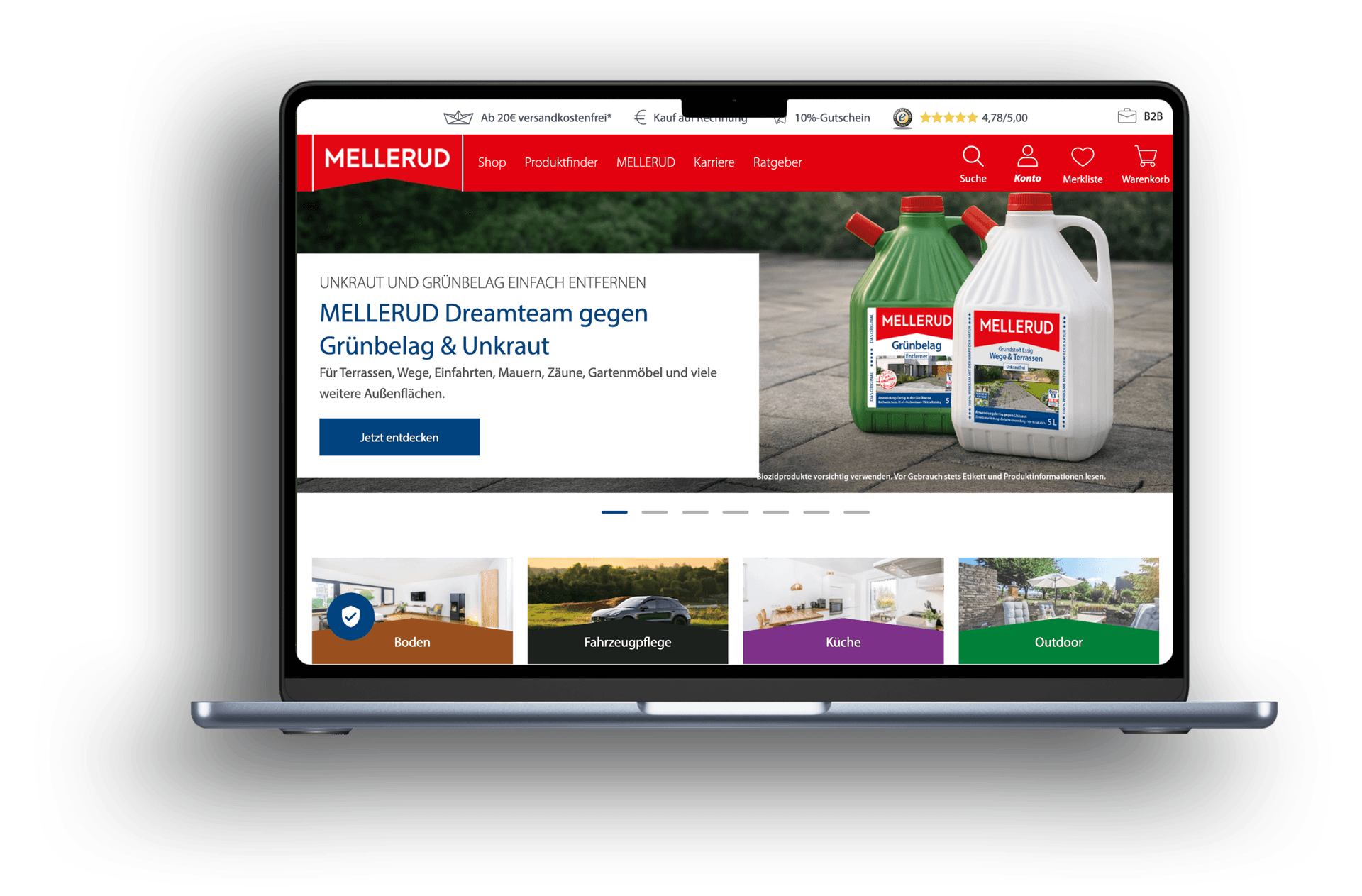 Mellerud Onlineshop auf MacBook