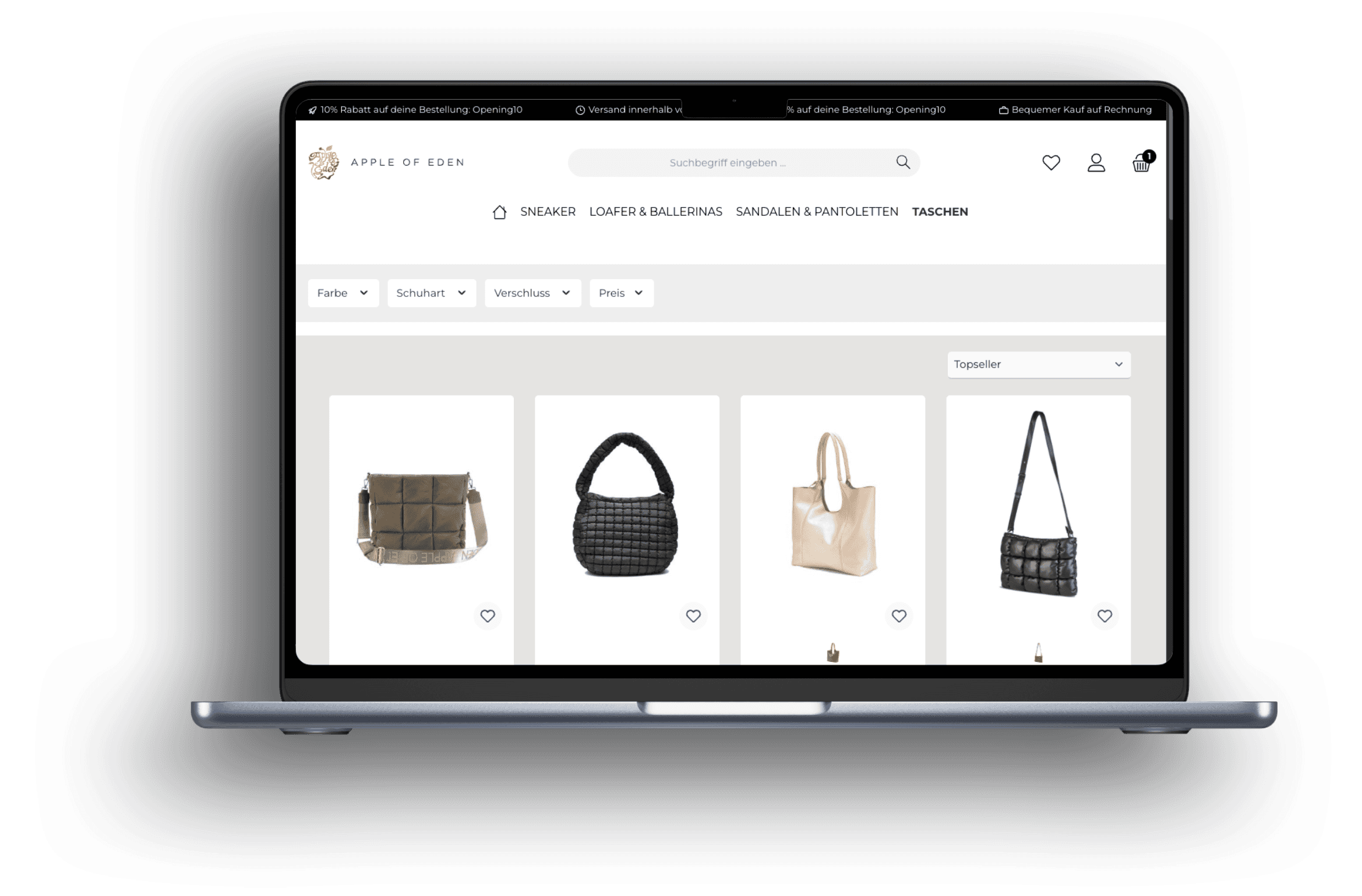 Apple of Eden Listing auf Laptop
