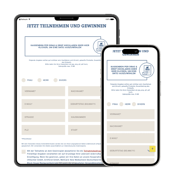 Block House Teilnahme-Formular auf Tablet und Smartphone