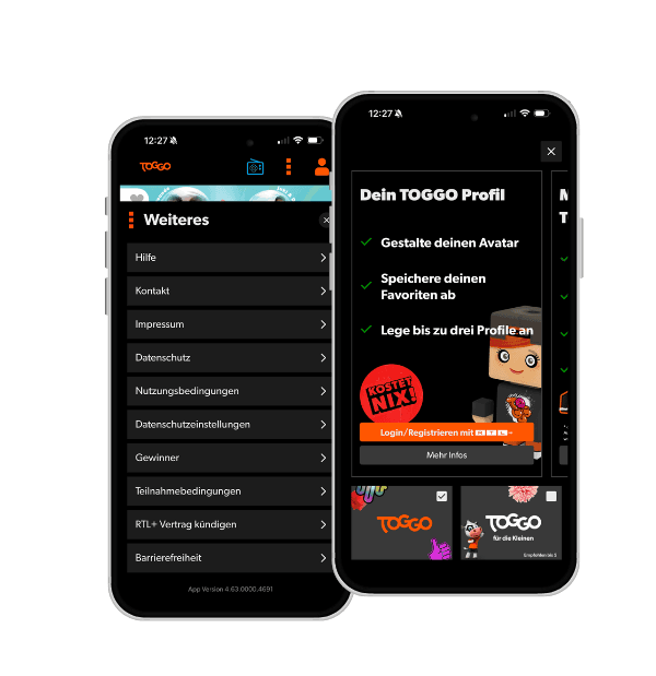 Toggo App Profil und Einstellungen