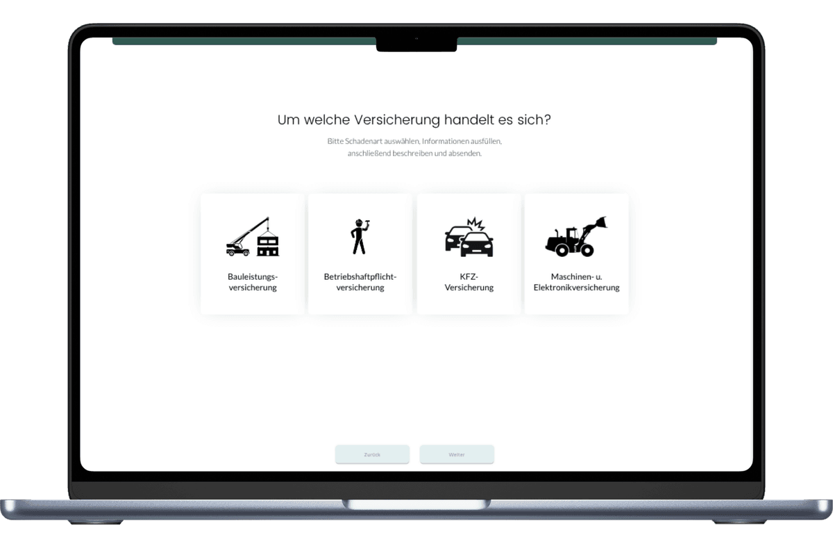 VOS App Versicherungsauswahl Desktop