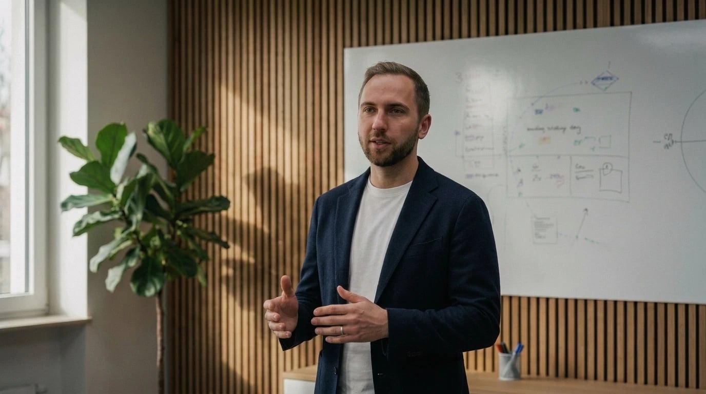 KI-Workshop bei nextlevels: Moderation am Whiteboard